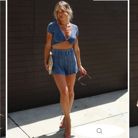 Vici Ocean Side Cotton Ribbed Knit Two Piece Set - Picture 2 of 4